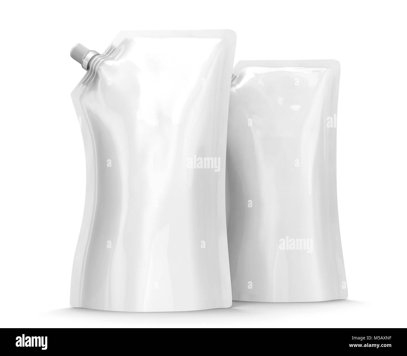 Detergent refill package, 3d render standup pouch bag mockup set with