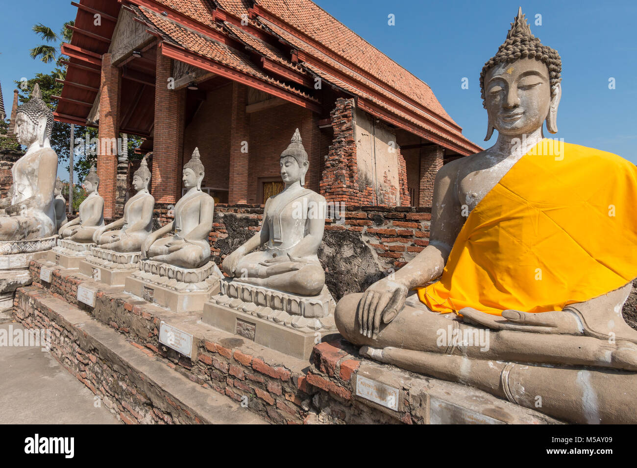 Buddha statue in Wat Yai Chai Mongkol temple. Ayutthaya Historical Park, Thailand. UNESCO World Heritage Site. Stock Photo