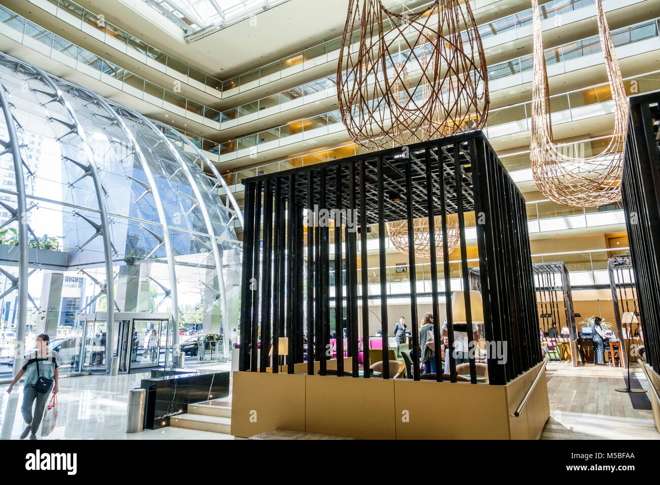 Buenos Aires Argentina,Puerto Madero,Hilton,hotel,lobby,atrium,artwork,gazebo,visitors travel traveling tour tourist tourism landmark landmarks,cultur Stock Photo