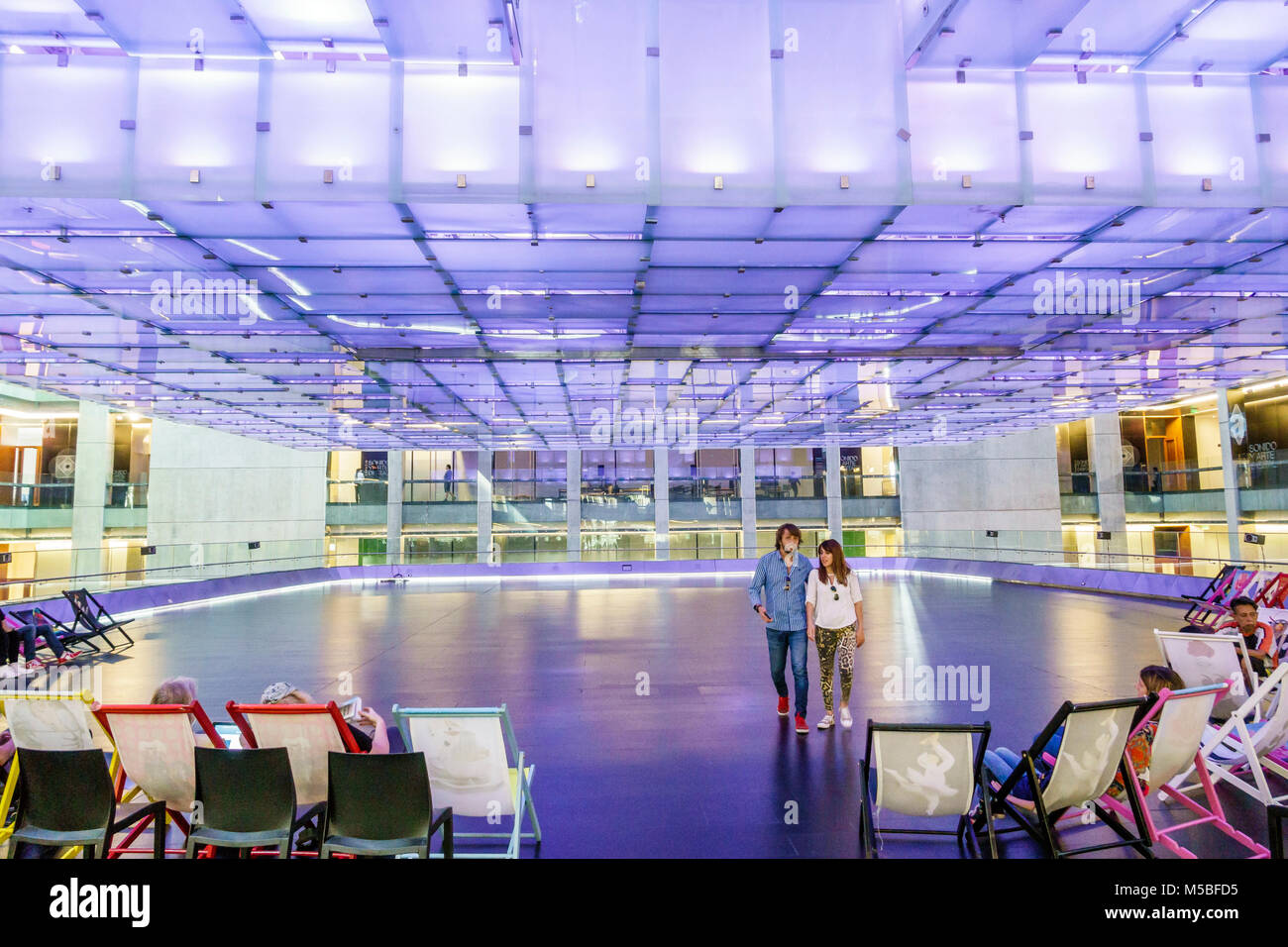 Buenos Aires Argentina,Centro Cultural Kirchner CCK,cultural centre,interior inside,main concert hall,La Ballena Azul terrace,La Gran Lampara,Great La Stock Photo