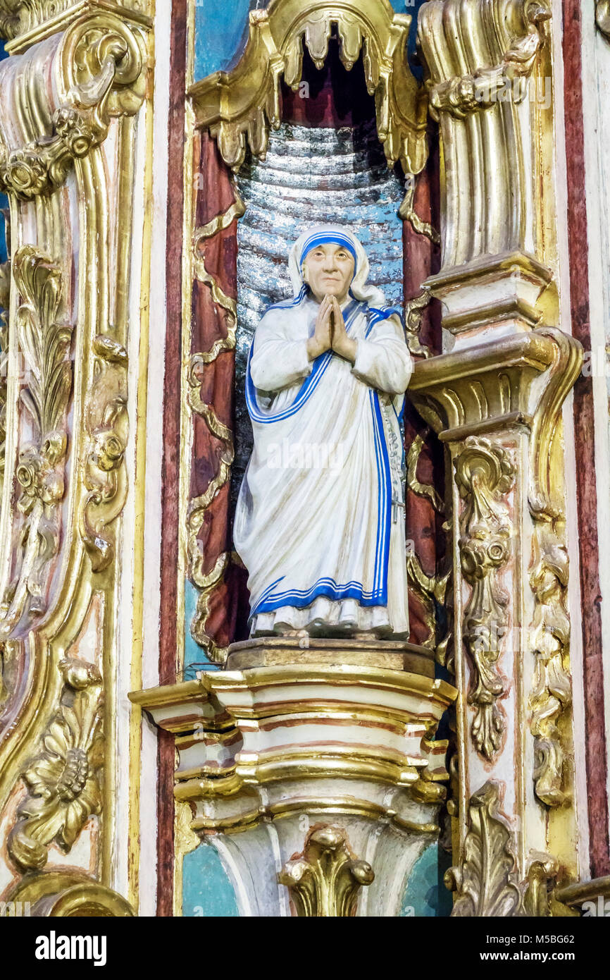 Buenos Aires Argentina,Recoleta,Basilica Nuestra Senora del Pilar Catholic Church,interior inside,statue,altarpiece,Mother Teresa of Calcutta,saint,nu Stock Photo