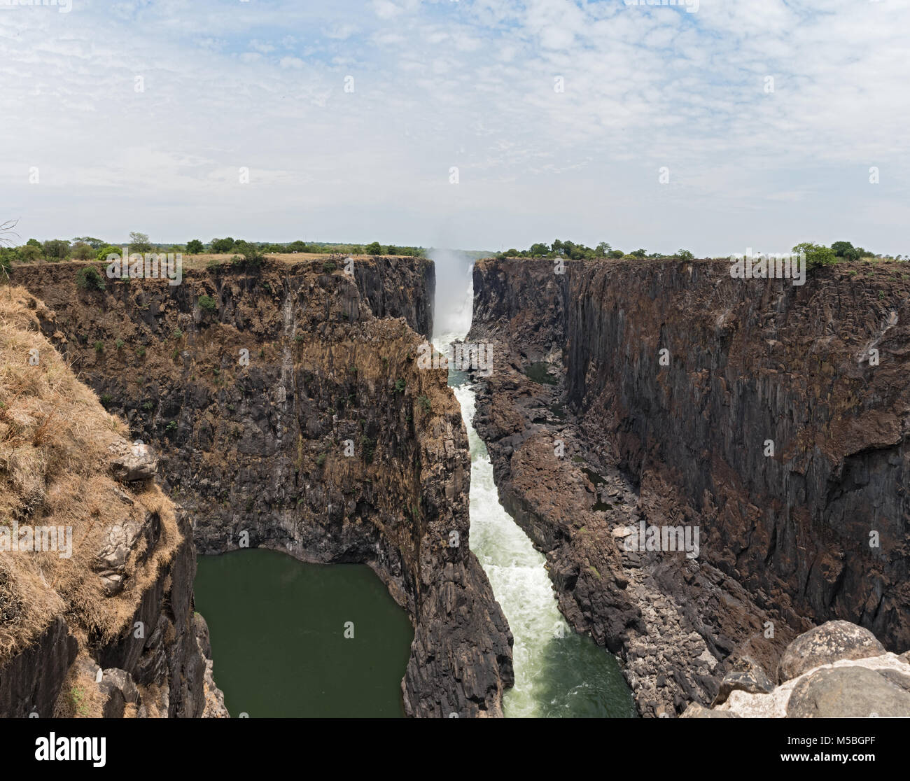 The Victoria Falls in Zambia, Zimbabwe at the end of the dry season Stock Photo