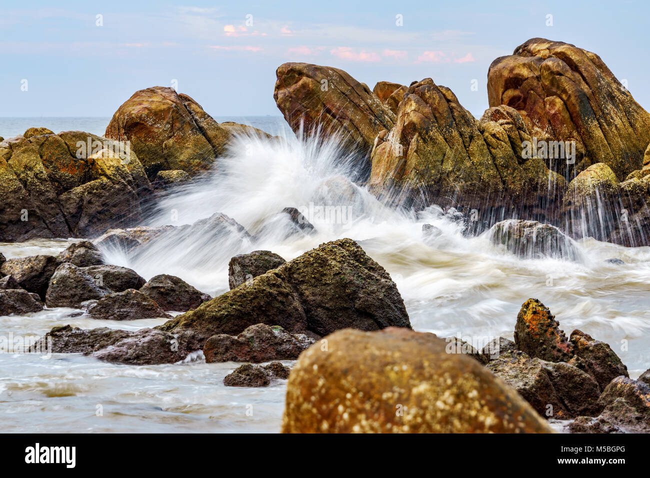 Top of stone on beach at Mui Ne, Phan Thiet, Binh Thuan, Vietnam Stock Photo