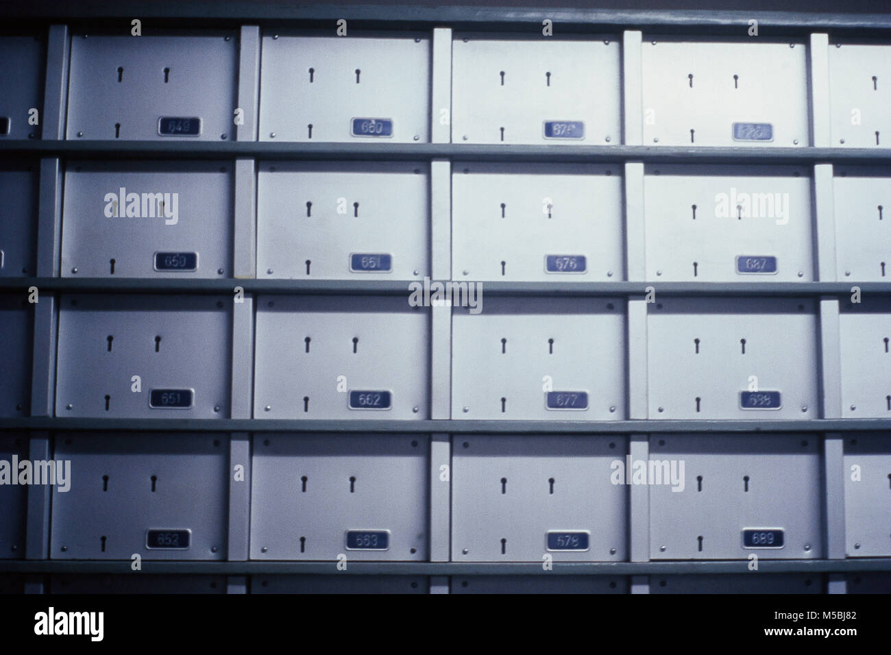 Closed metal safety deposit lockers in Bank, India Stock Photo