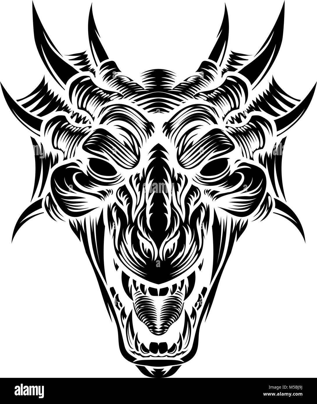 dragon head front vector