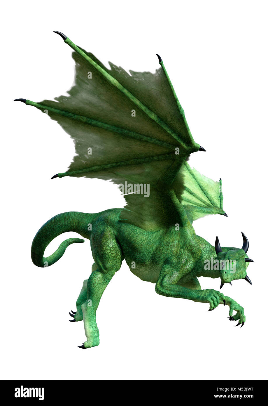 3D rendering of a green fantasy dragon isolated on white background ...