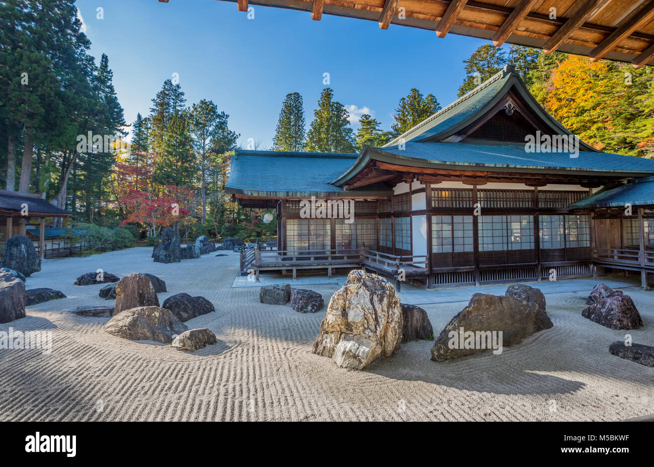 Japan, Koyasan City,Kongobuji Temple, Rocks Garden Stock Photo