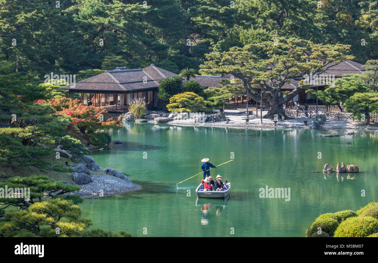 Japan, Shikoku Island, Takamatsu City, Ritsurin Koen Garden Stock Photo