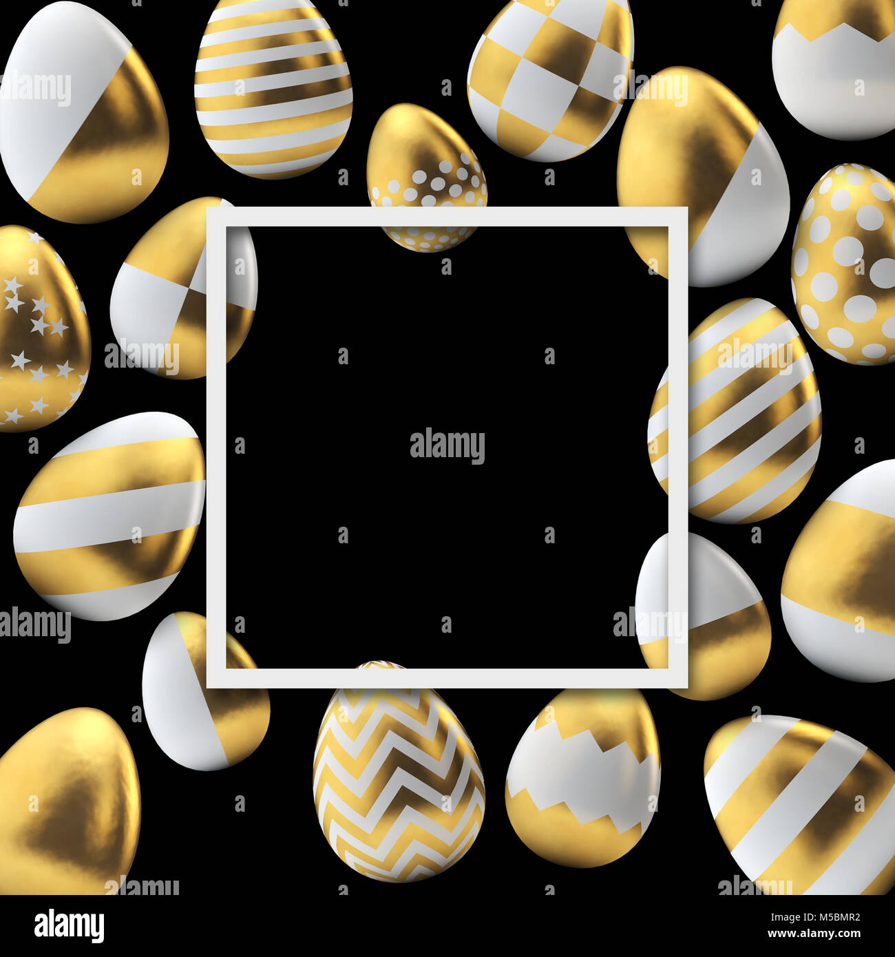 Stylish golden easter egg frame background with blank space for text ...