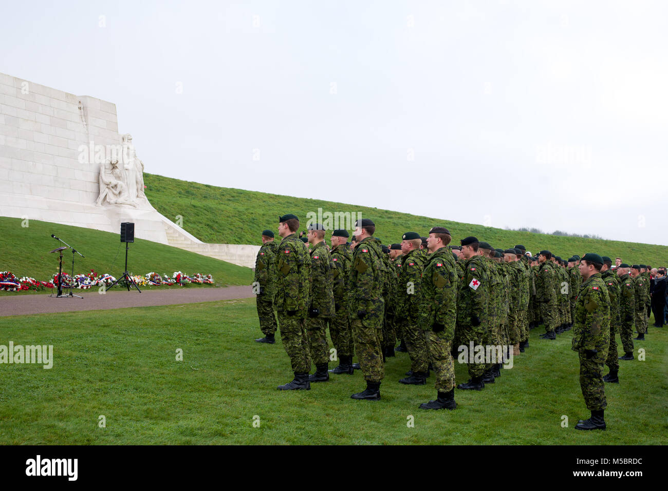 The Remembrance Day Ceremony at The Canadian National Vimy Memorial on November 11, 2014 Stock Photo