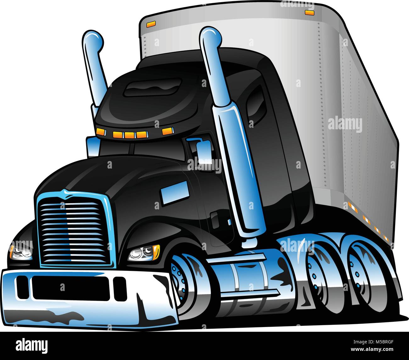 Semi Truck with Trailer Cartoon Vector Illustration Stock Vector