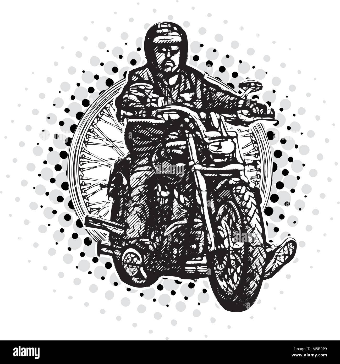 moto rider vector illustration on the wheel Stock Vector