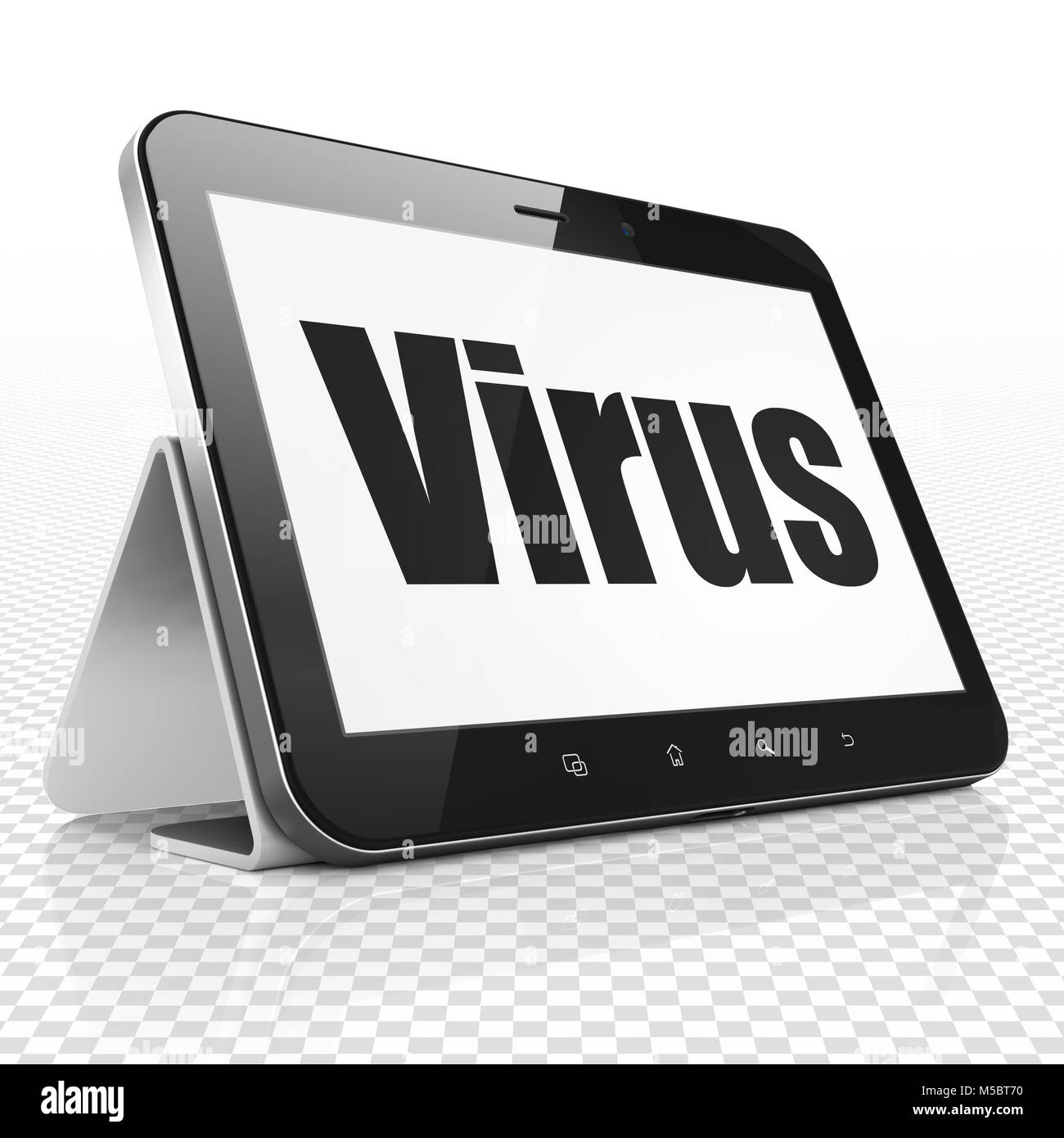 Safety concept Tablet Computer with Virus on display Stock Photo Alamy