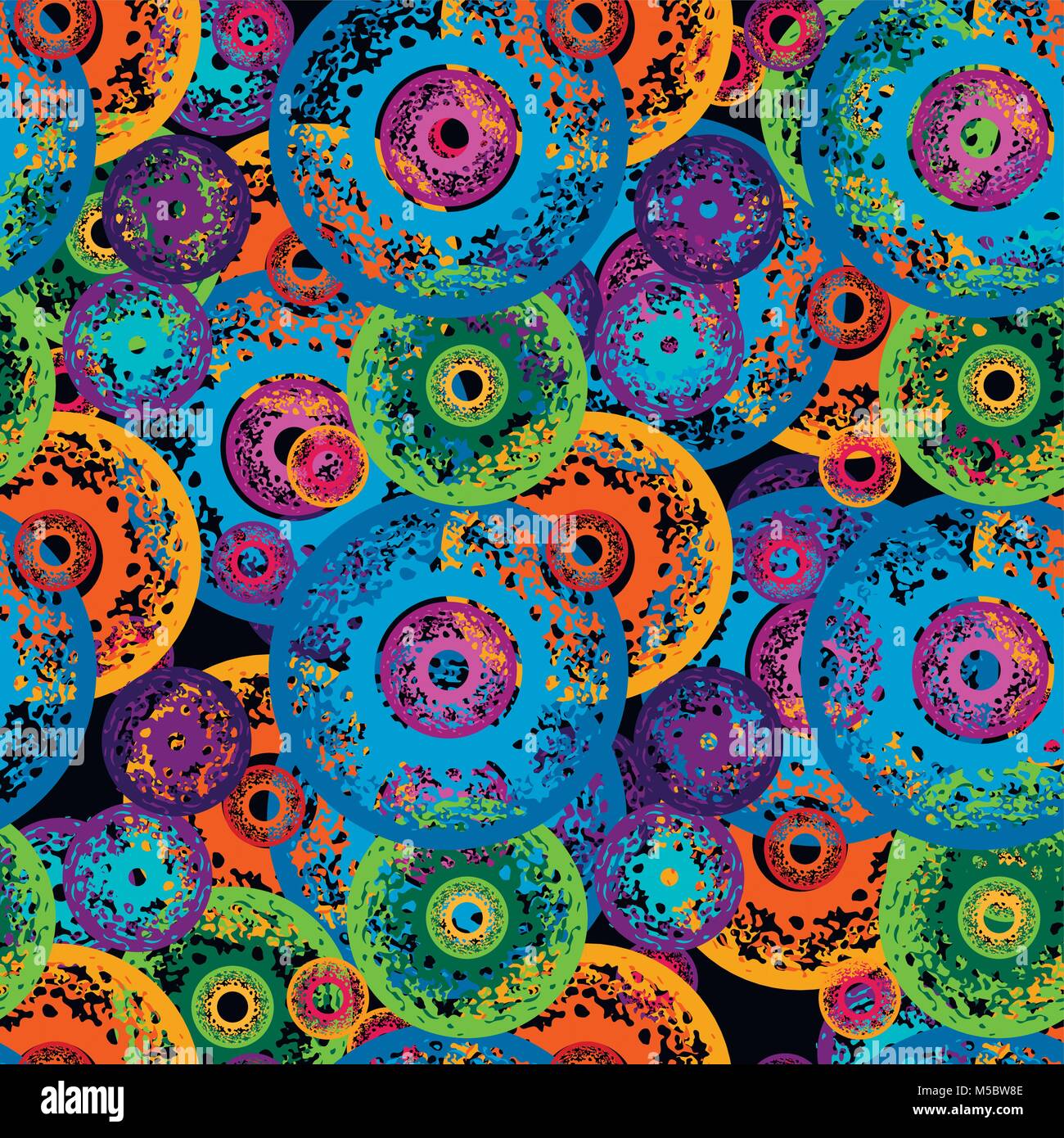 Seamless Pattern with Concentric Circles with splashes. Vector ...
