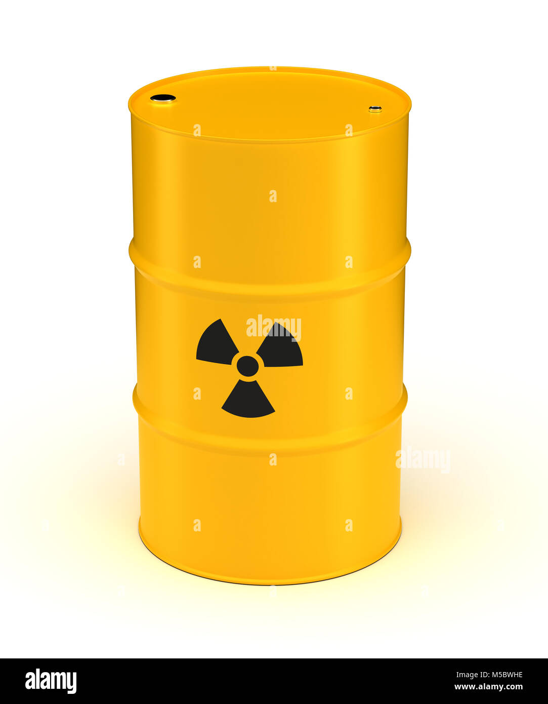 Yellow Radioactive Waste Barrel (Isolated on white background Stock