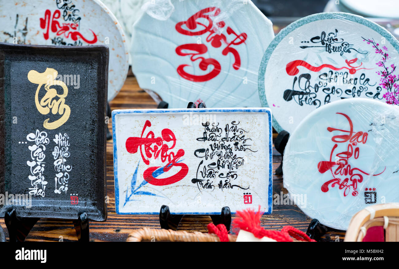 Written speaker sentence Lunar New Year art of ceramics with text