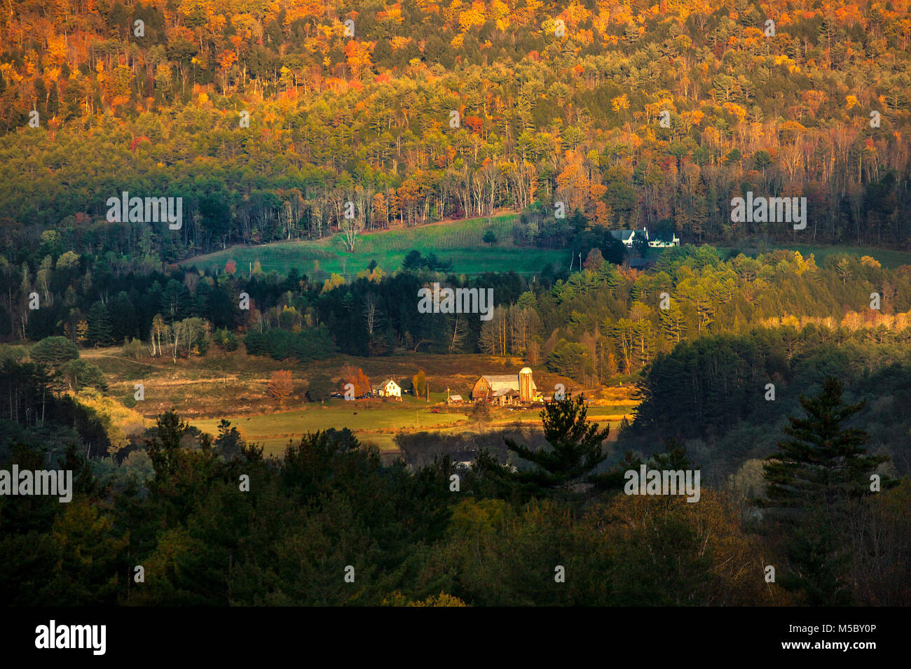 Scenic Landscape Of An Old Farm With Barn Silo Fields And