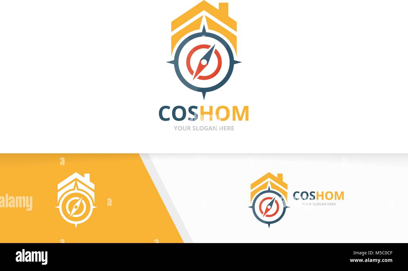 Vector compass and real estate logo combination. Navigation and house ...