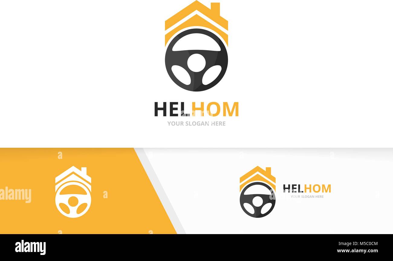 Vector car helm and real estate logo combination. Steering wheel and ...