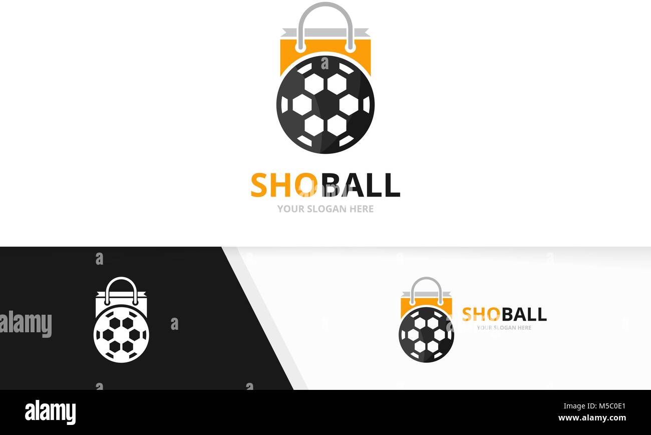 Vector soccer and shop logo combination. Ball and sale symbol or icon.  Unique football and market logotype design template Stock Vector Image &  Art - Alamy