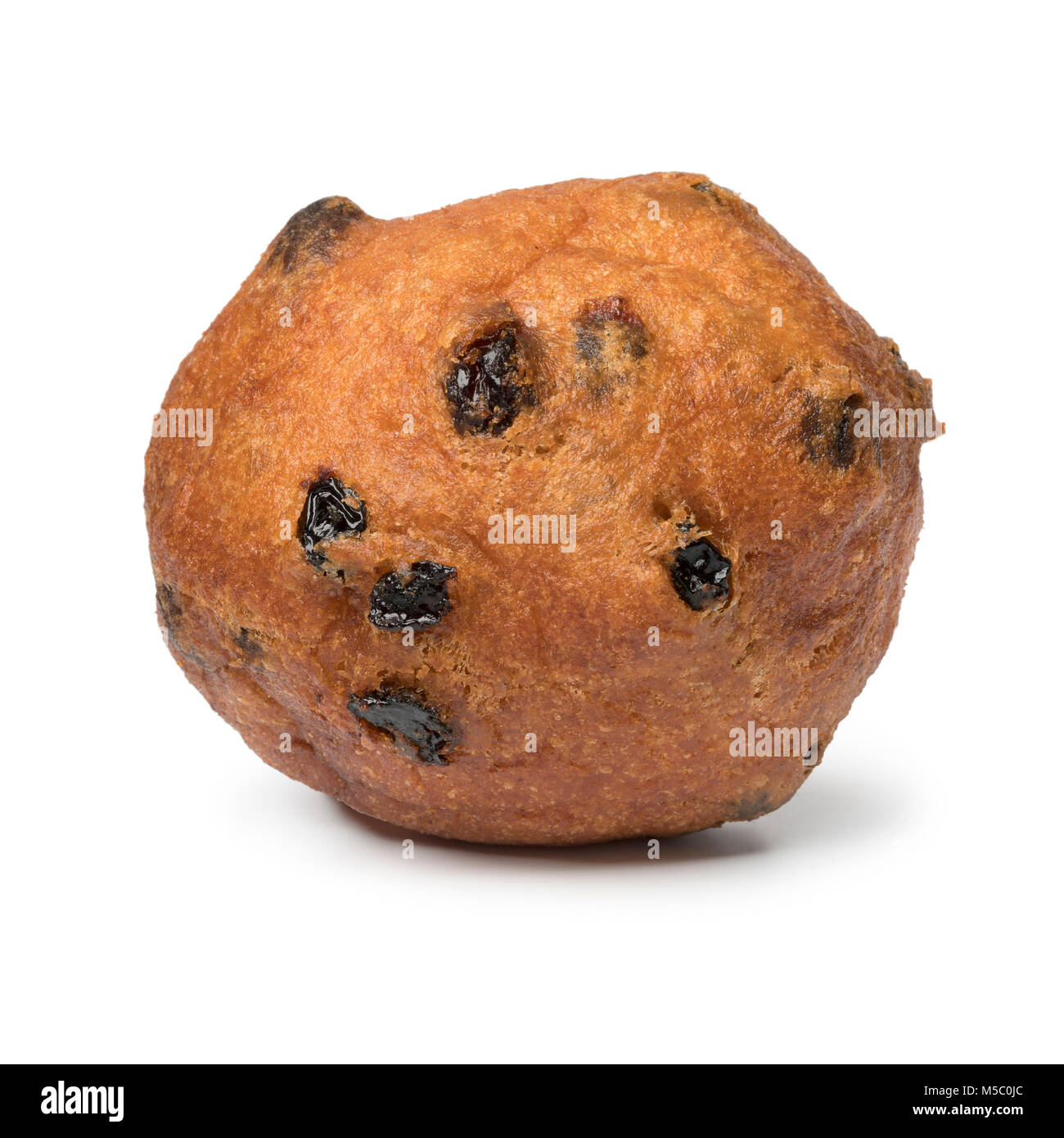 Single oliebol,traditional Dutch pastry for New Year's Eve isolated on white background Stock Photo