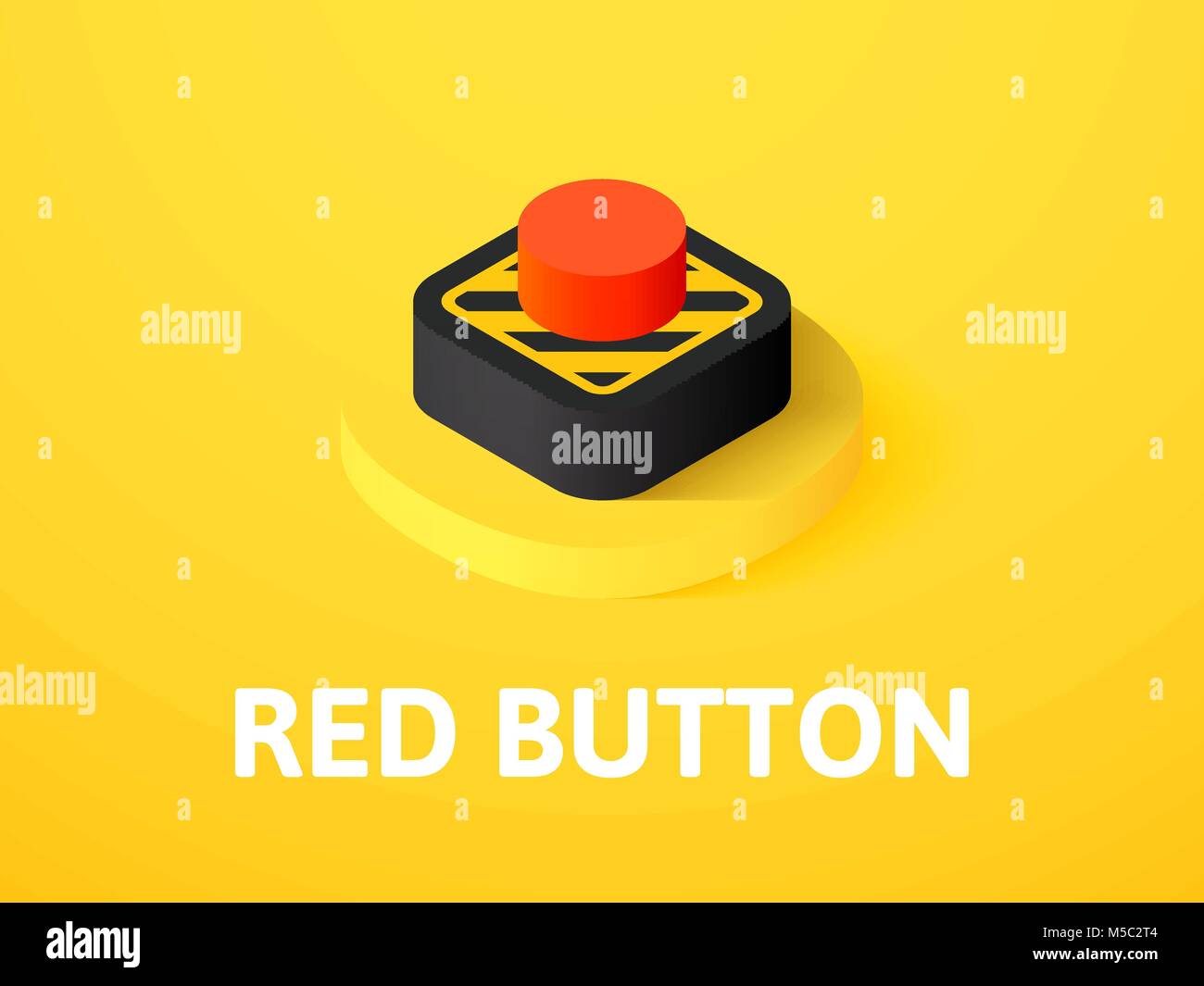 Red button isometric icon, isolated on color background Stock Vector