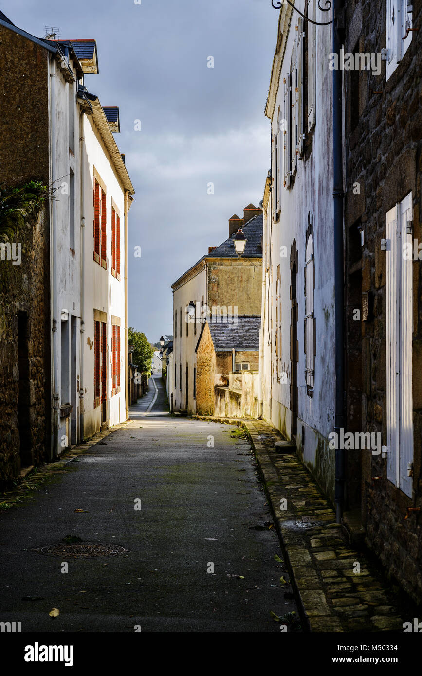 Small street in Batz-sur-Mer, France Stock Photo