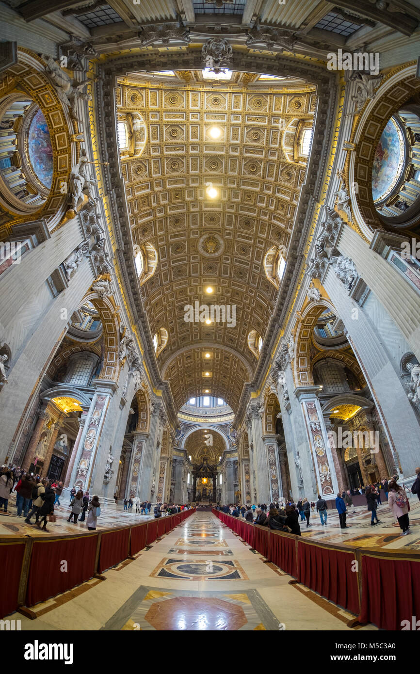 St. Peter's Basilica interior in Rome, Italy Stock Photo