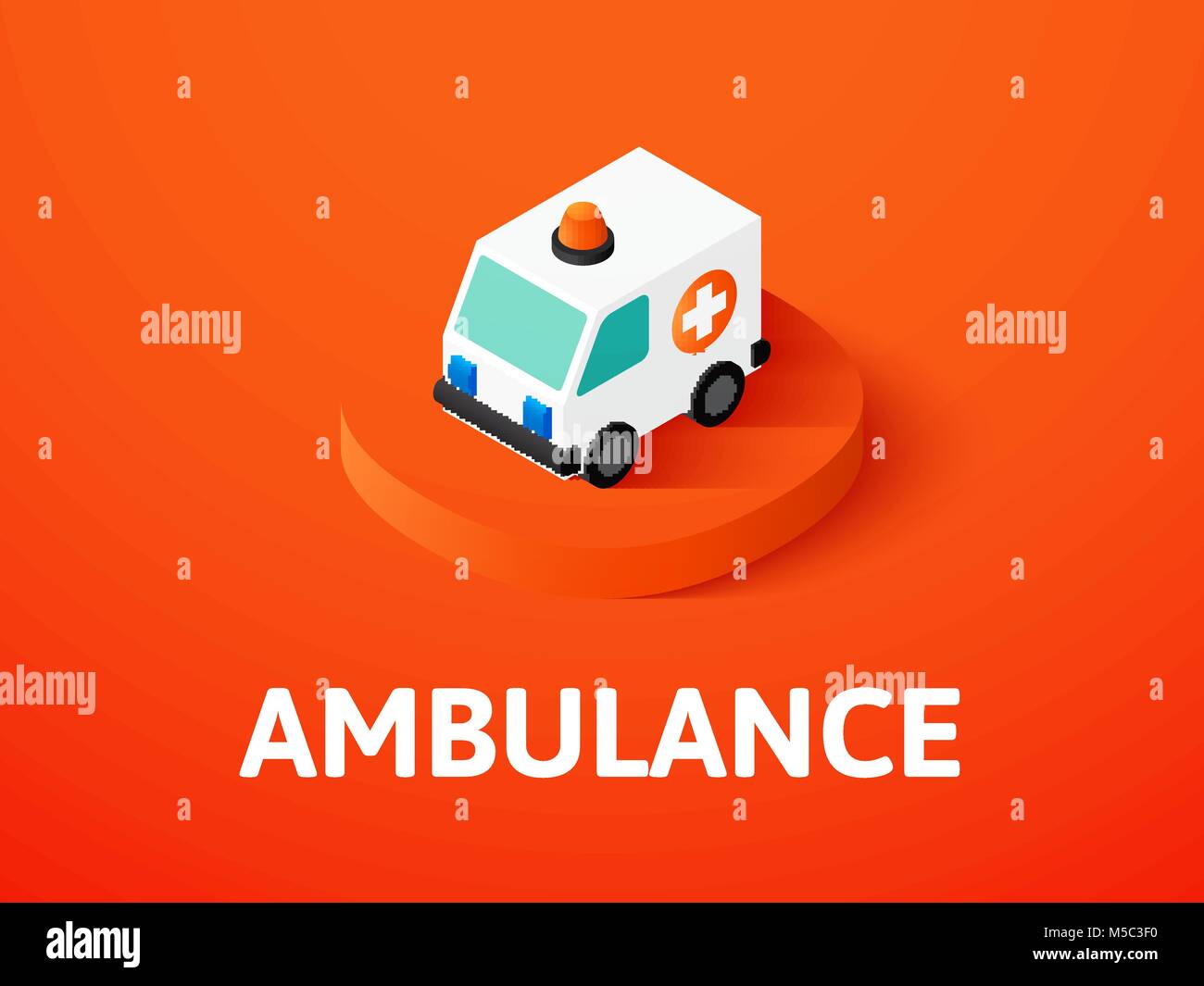 Ambulance isometric icon, isolated on color background Stock Vector