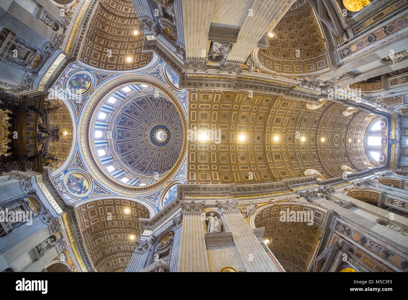 St. Peter's Basilica dome interior in Rome, Italy Stock Photo