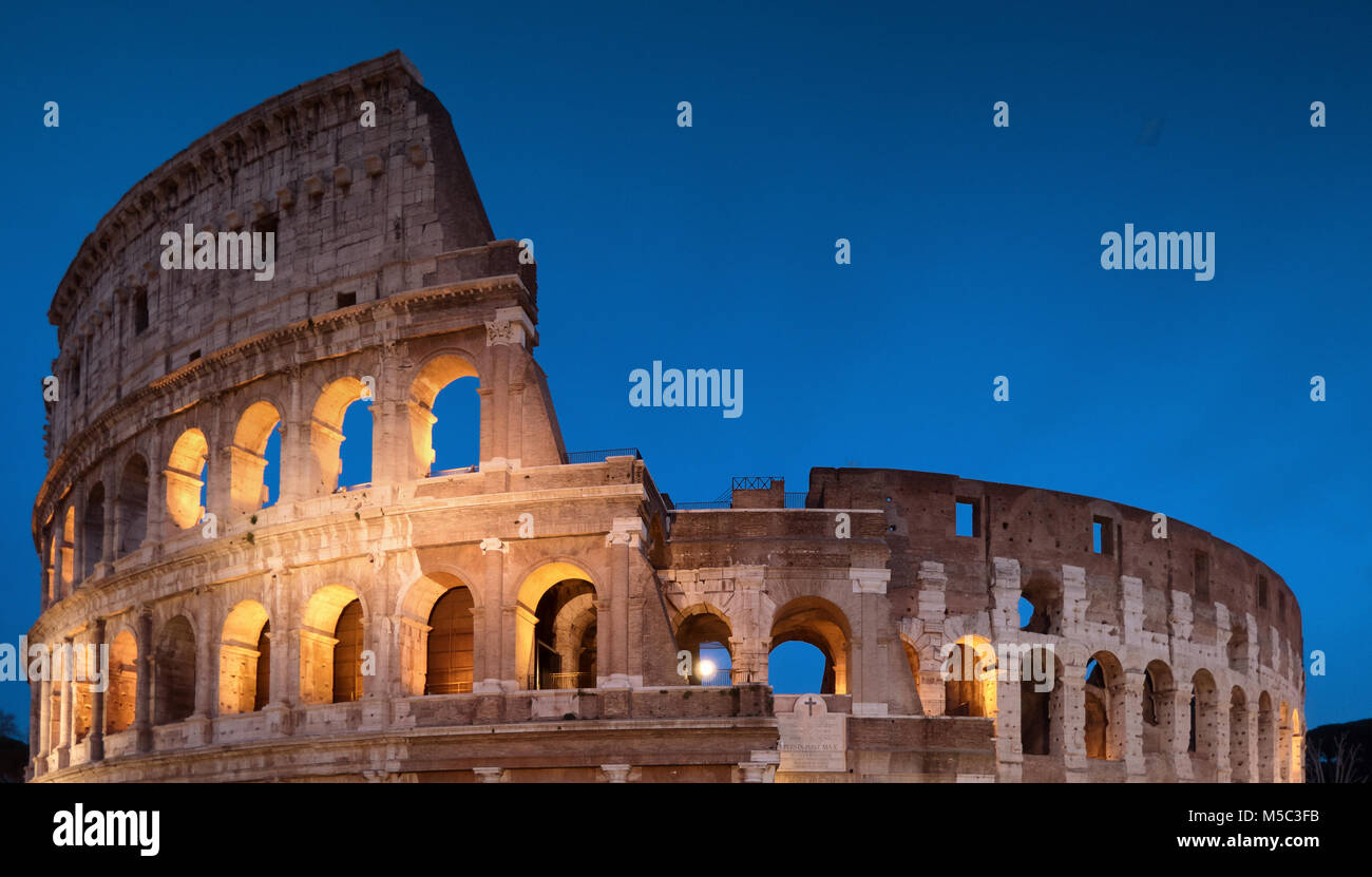 Colosseum Night View in Rome, Italy Stock Photo