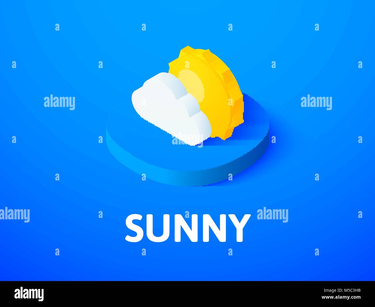 Sunny isometric icon, isolated on color background Stock Vector