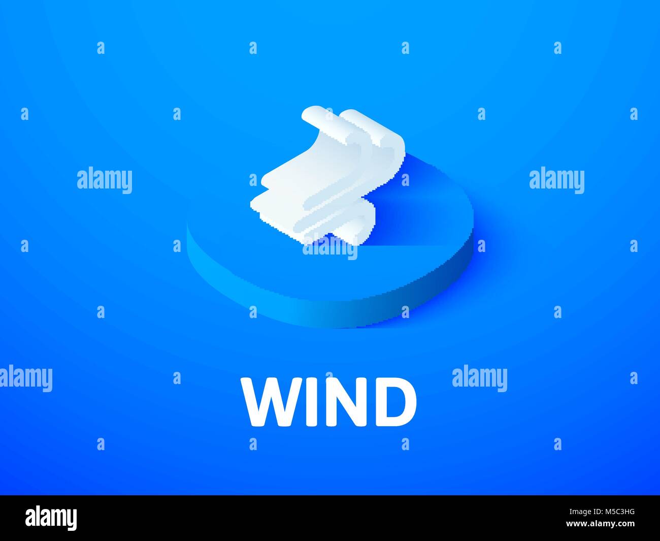 Wind isometric icon, isolated on color background Stock Vector