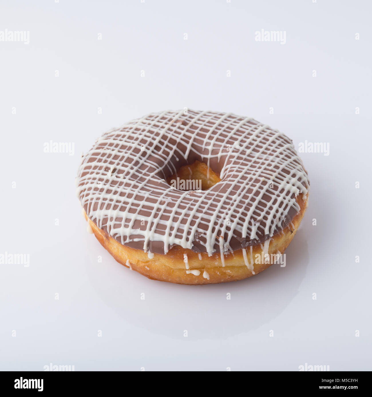 Food: Close up of Donut Isolated on White Background Stock Photo