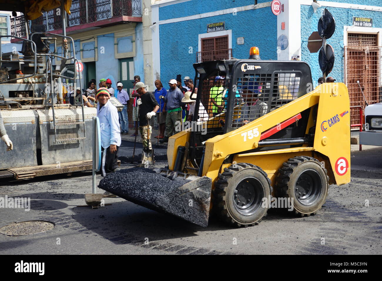 Road Works, Midelo, Sao Vicente, Cape Verde Stock Photo
