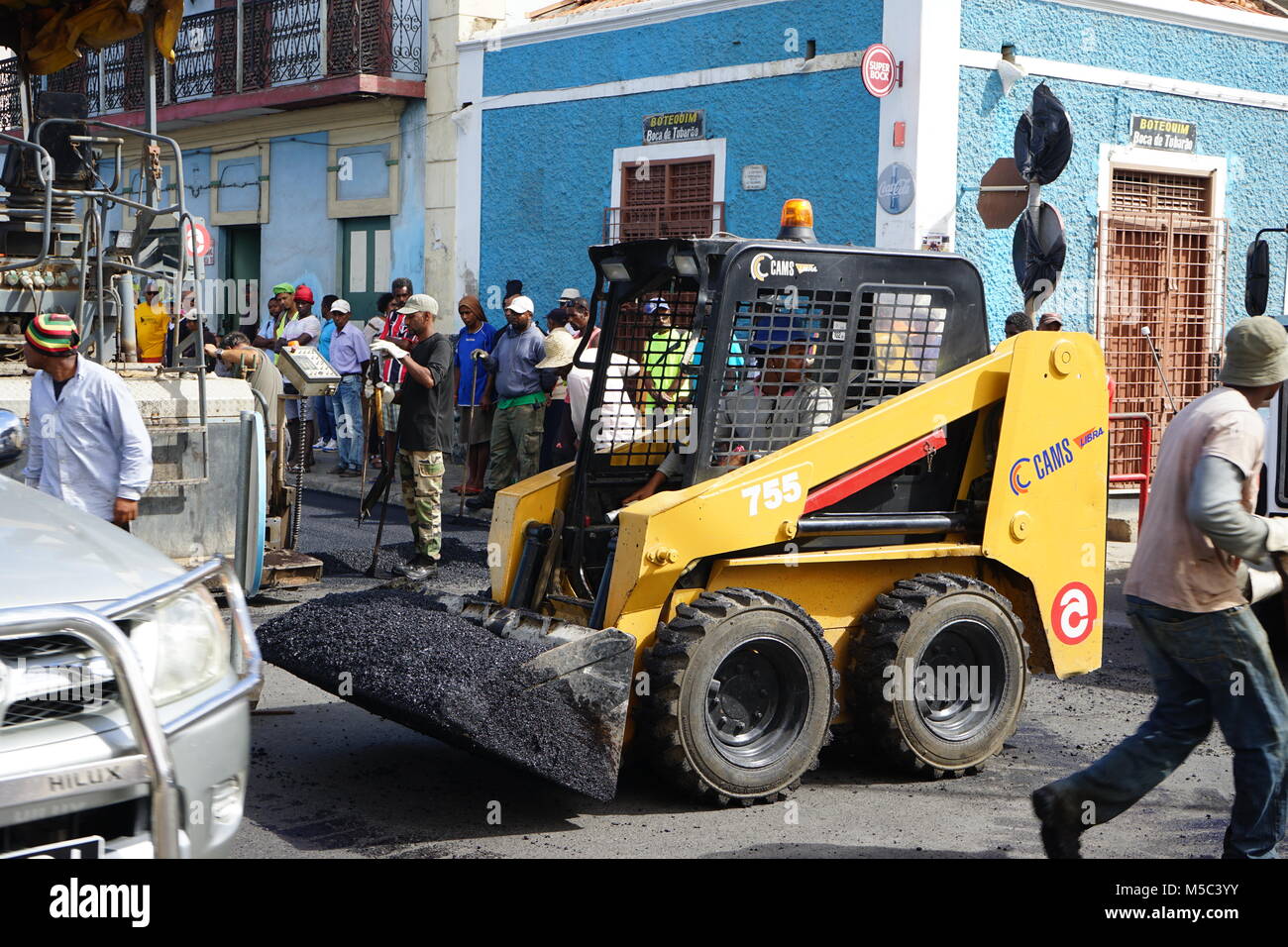 Road Works, Midelo, Sao Vicente, Cape Verde Stock Photo