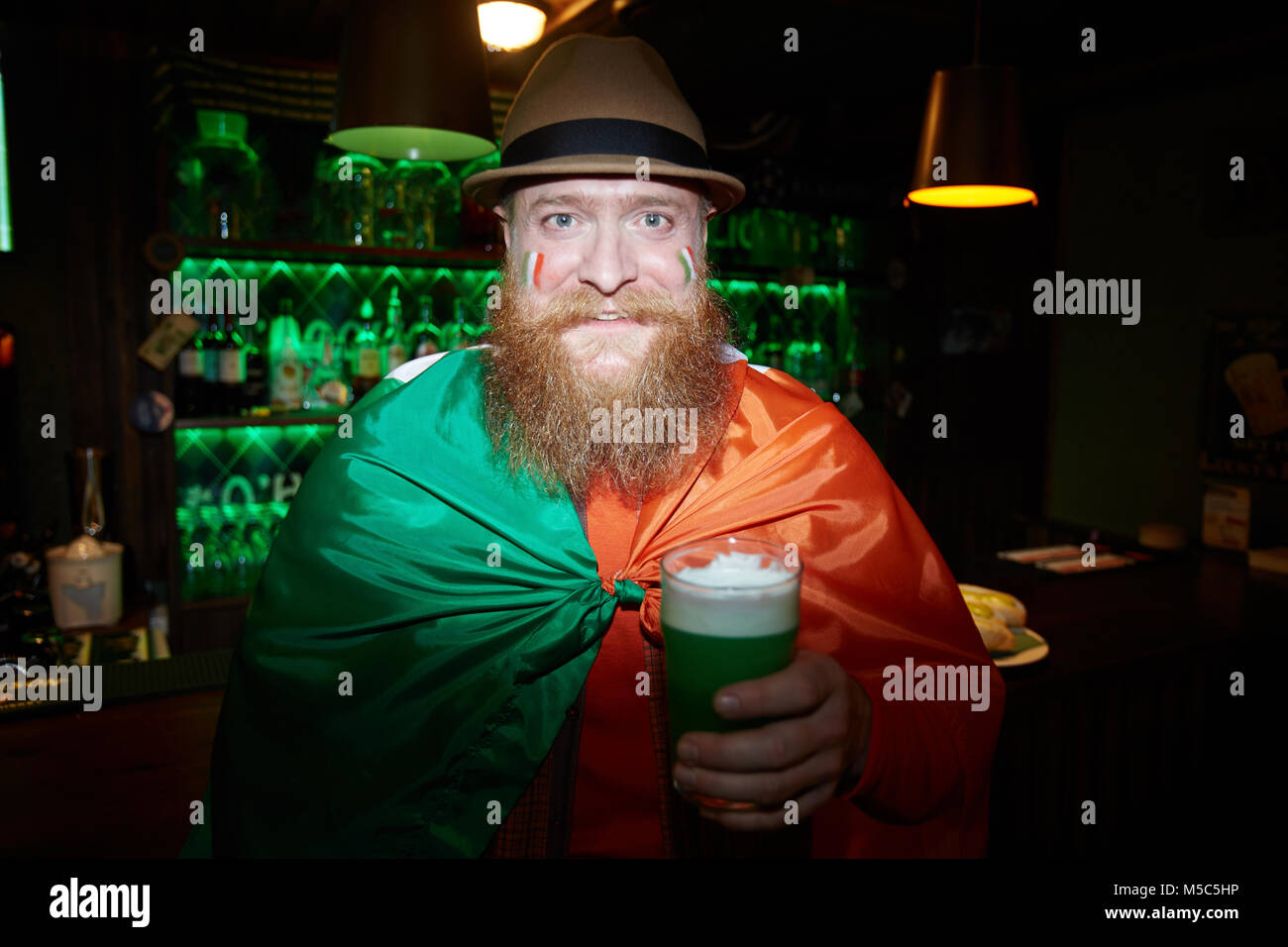 Bearded man in pub Stock Photo