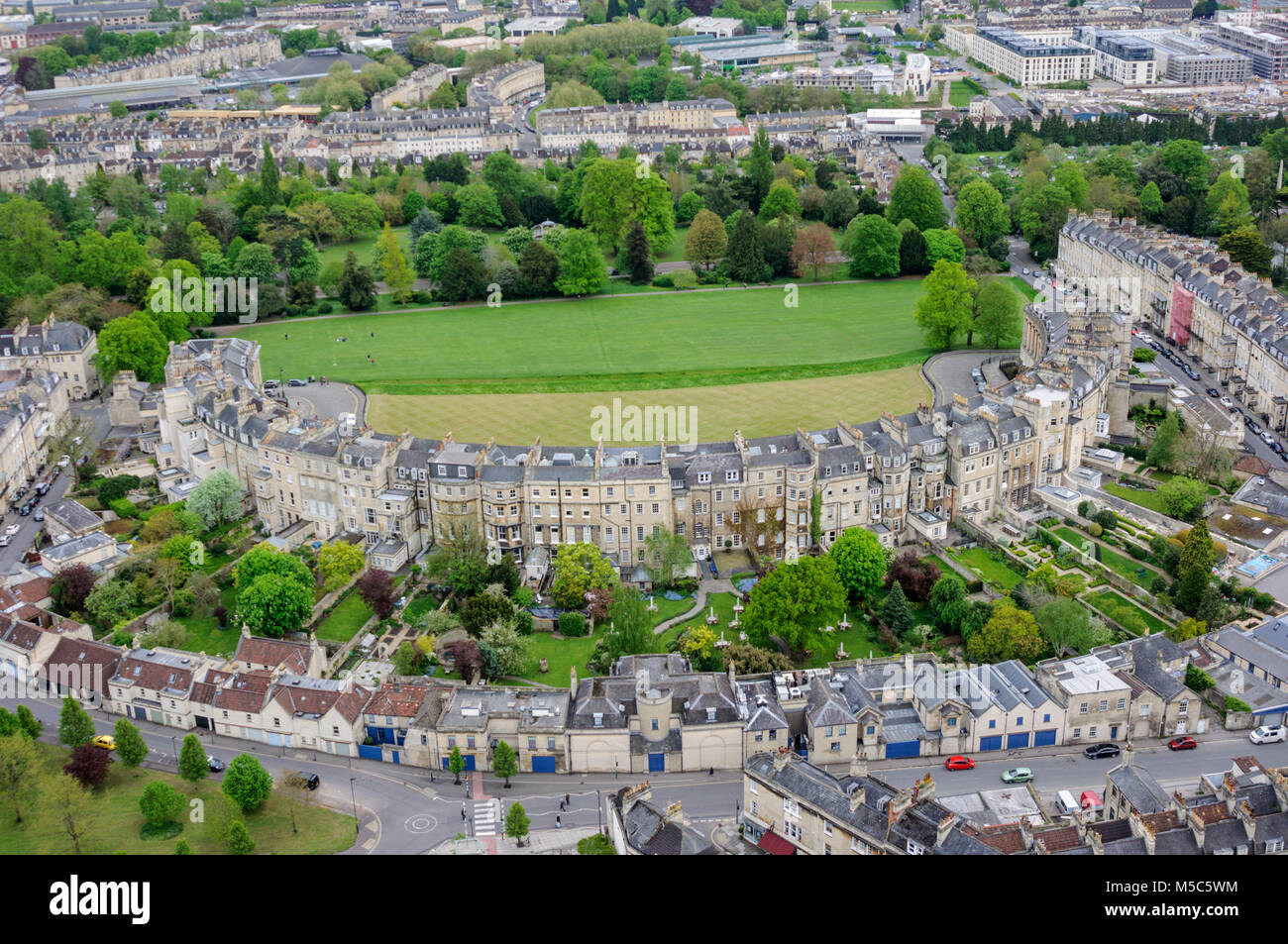 Aerial view of the Royal Crescent (one of the finest examples of