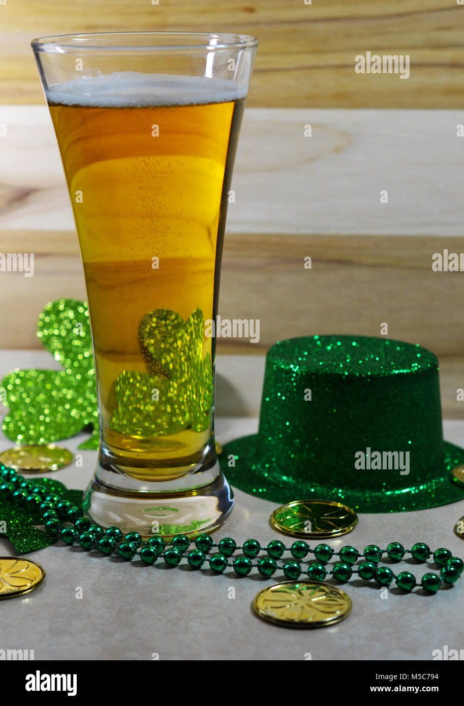 St Patrick's Day beer glass filled with beer Stock Photo