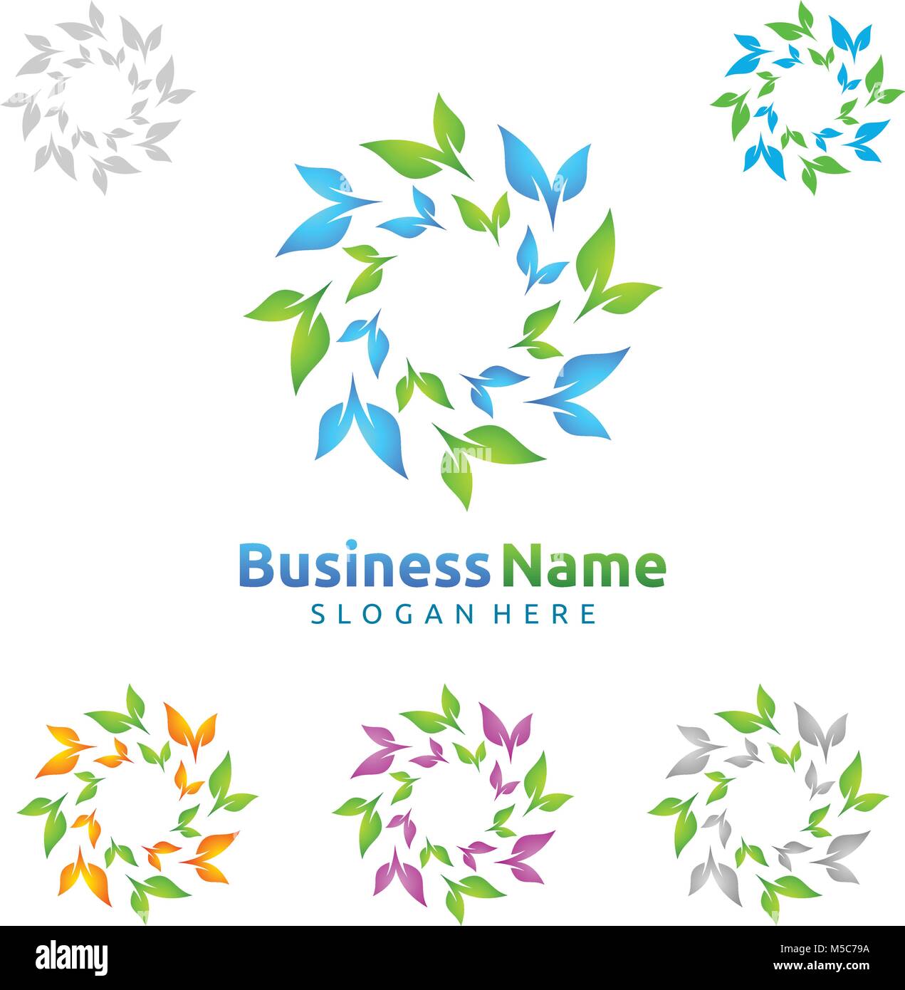Natural Green Tree Logo with Ecology Leaf Template Stock Vector Image ...
