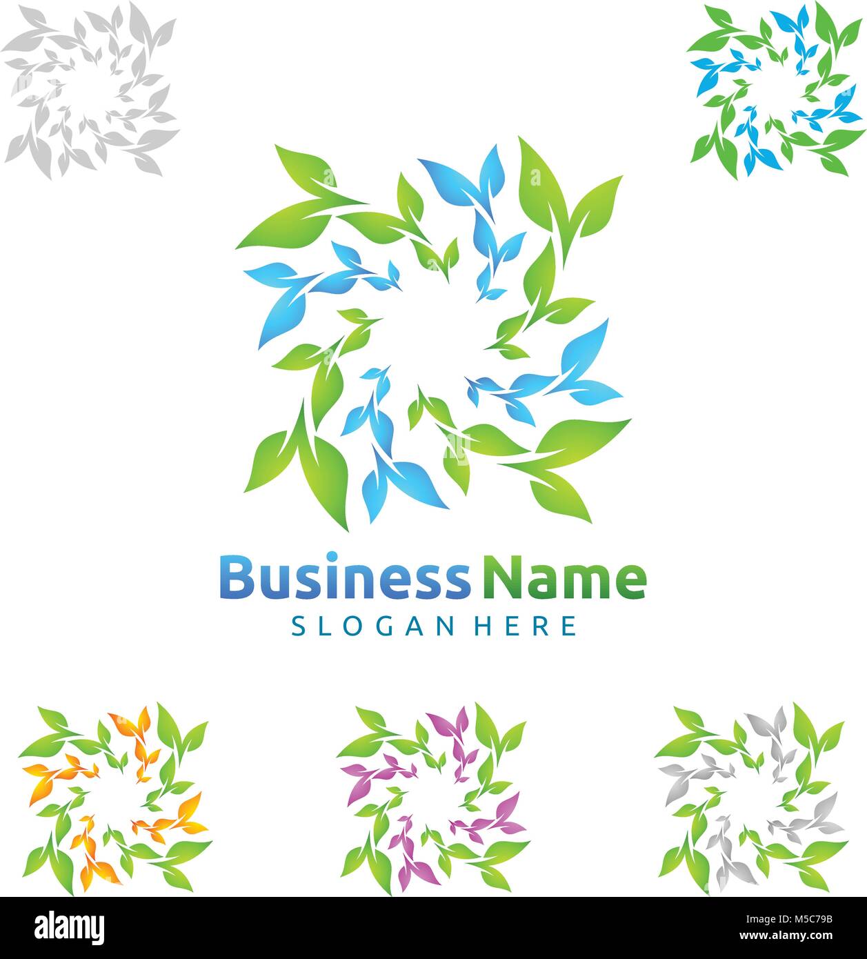 Natural Green Tree Logo with Ecology Leaf Template Stock Vector Image ...