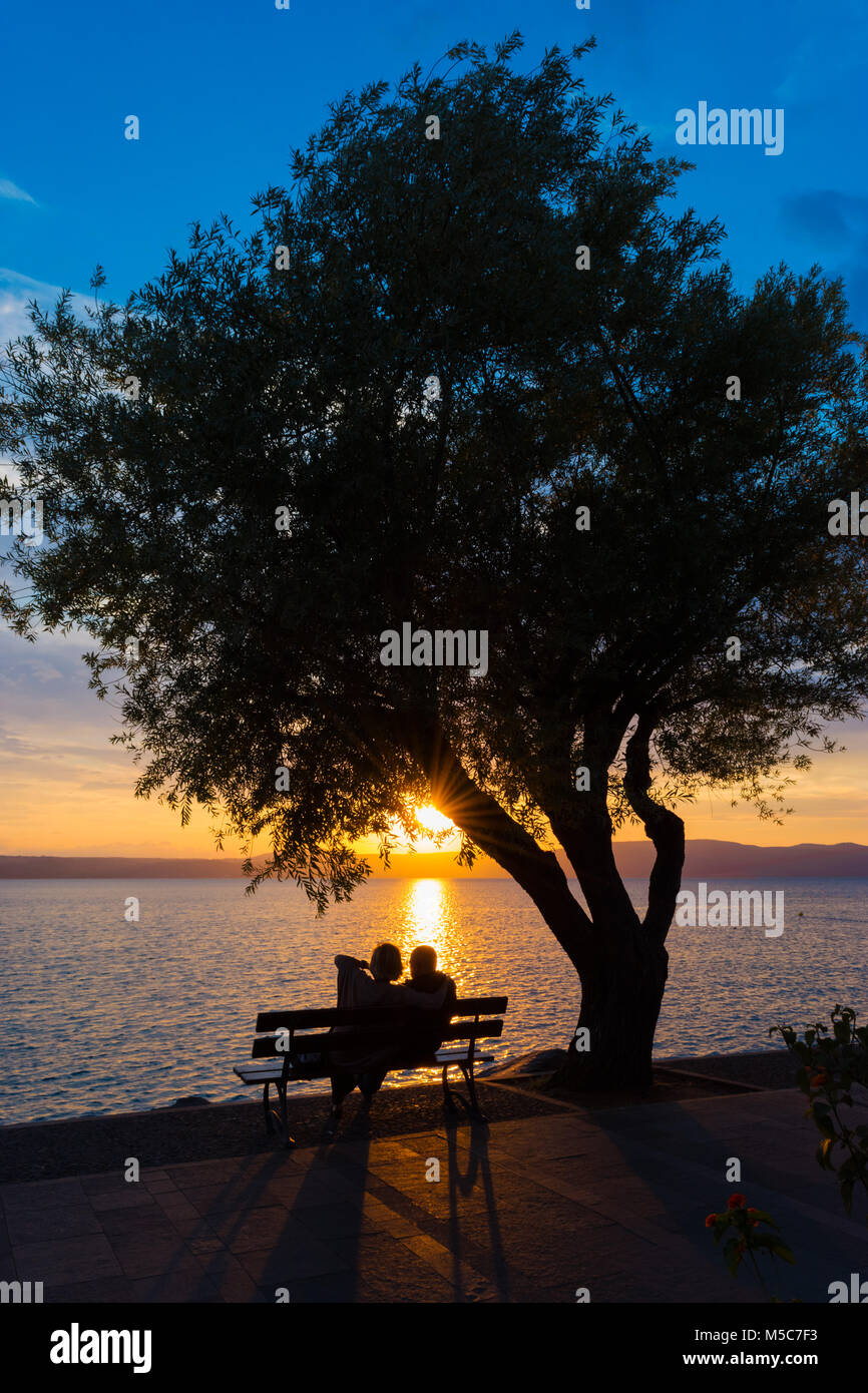 The Bracciano lake sunset, from the ancient town of Anguillara Sabazia (Rome, Italy) Stock Photo