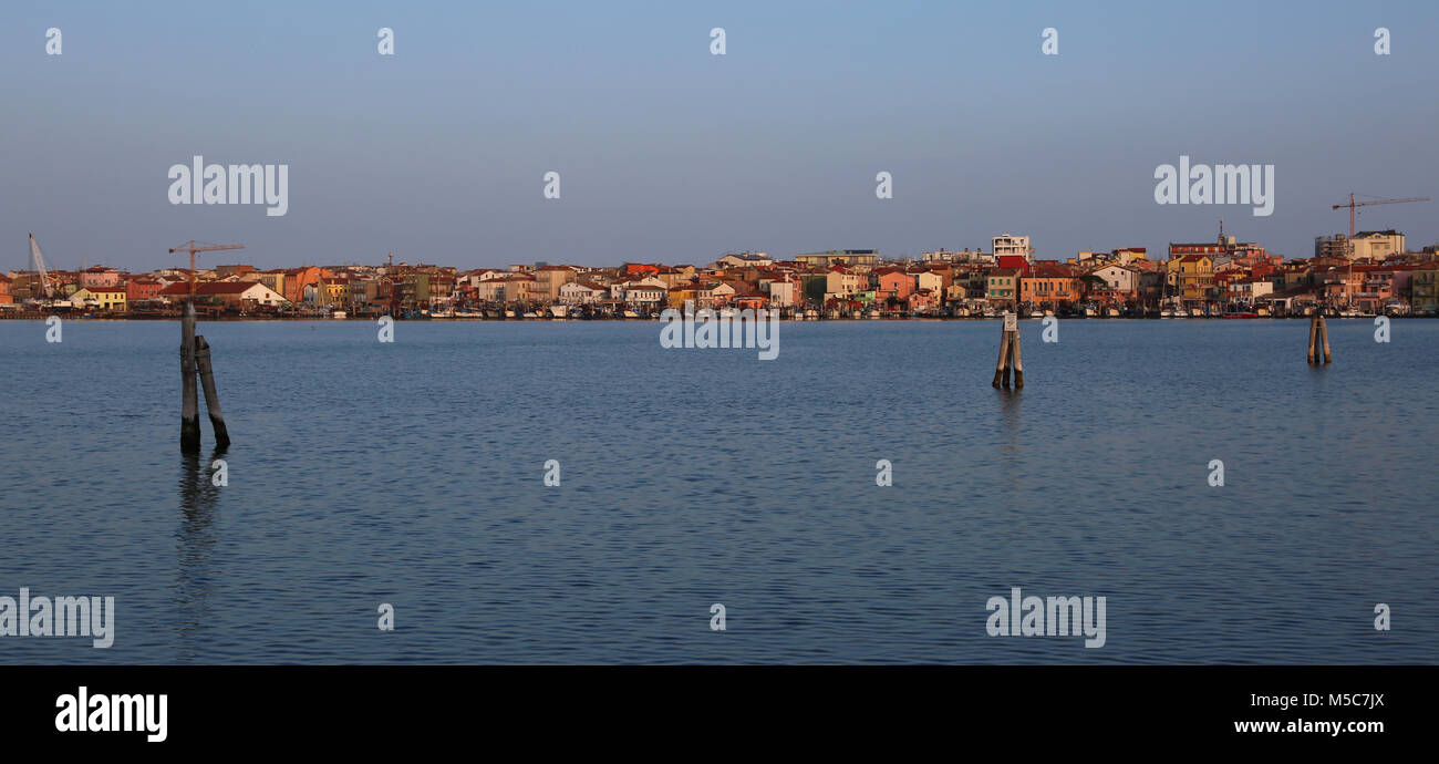 Many houses and hotels in SOTTOMARINA city near Venice in Italy Stock Photo
