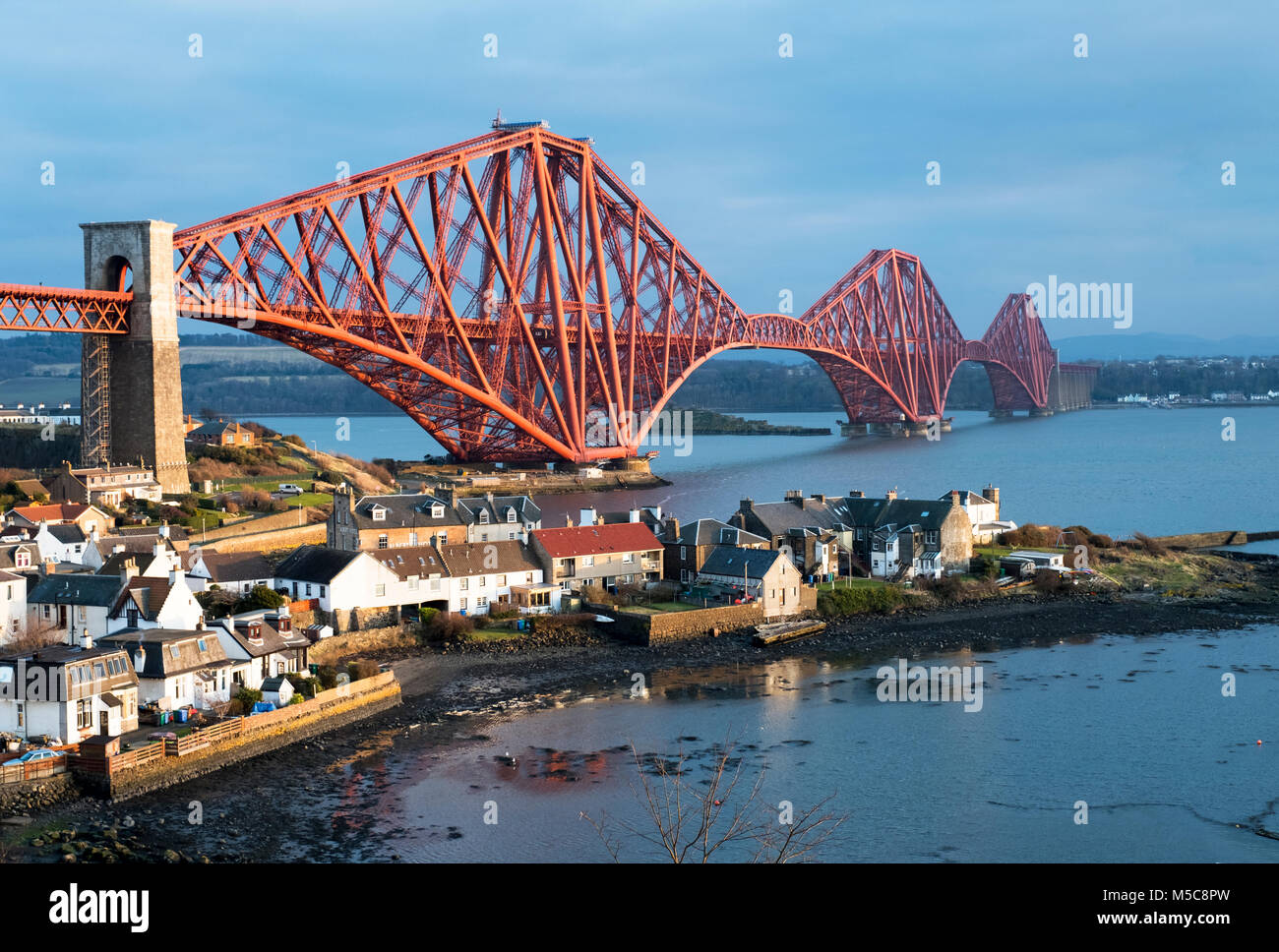 The Forth Rail bridge viewed from North Queensferry spans the Firth of Forth between North and South Queensferry, Scotland Stock Photo