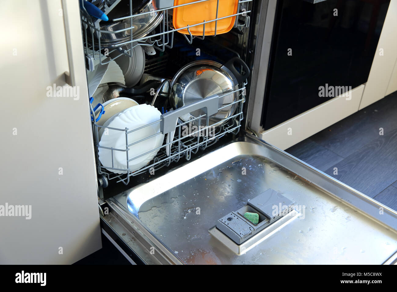 A dishwasher for dishes and cutlery saves time and money and