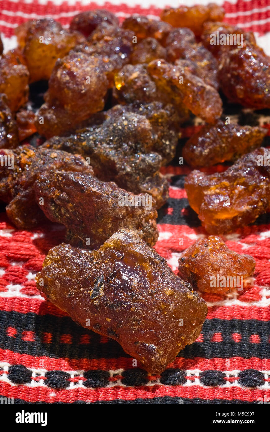 Opoponax, Agarsu balsam or sweet myrrh (Commiphora erythraea)  is a resin used as incense Stock Photo