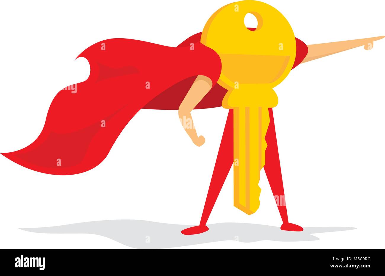 Cartoon illustration of super key hero saving the day stock vector