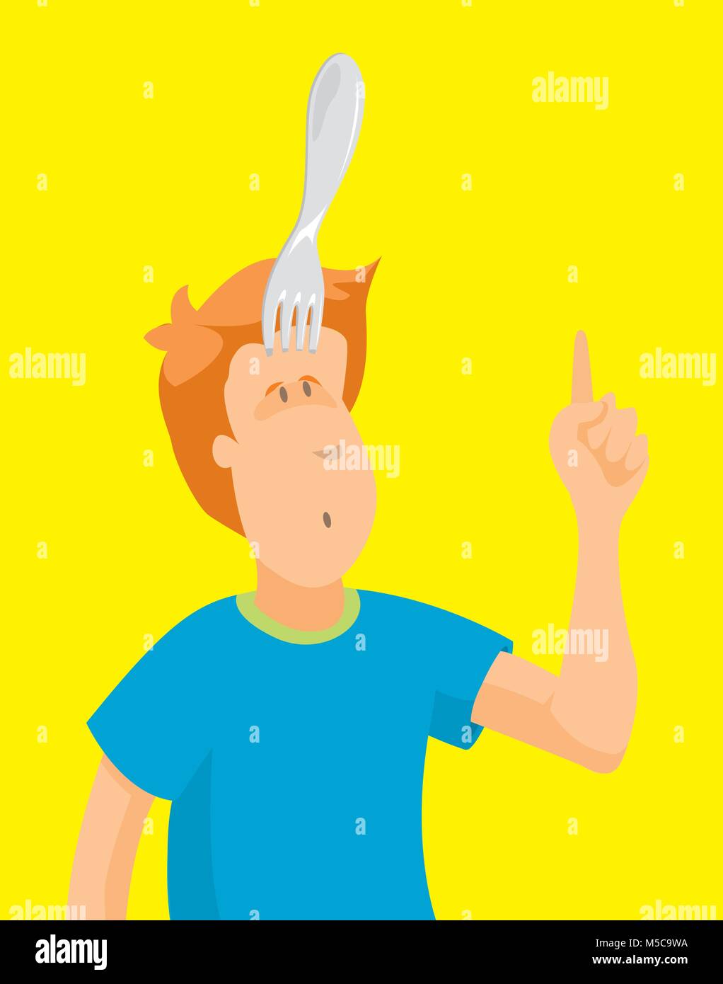 Cartoon illustration of funny man stabbed with fork on his head Stock  Vector Image & Art - Alamy