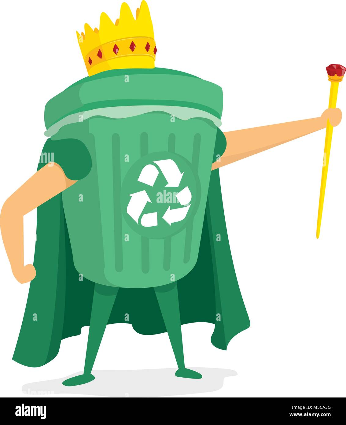 Cartoon illustration of recycle king with scepter Stock Vector