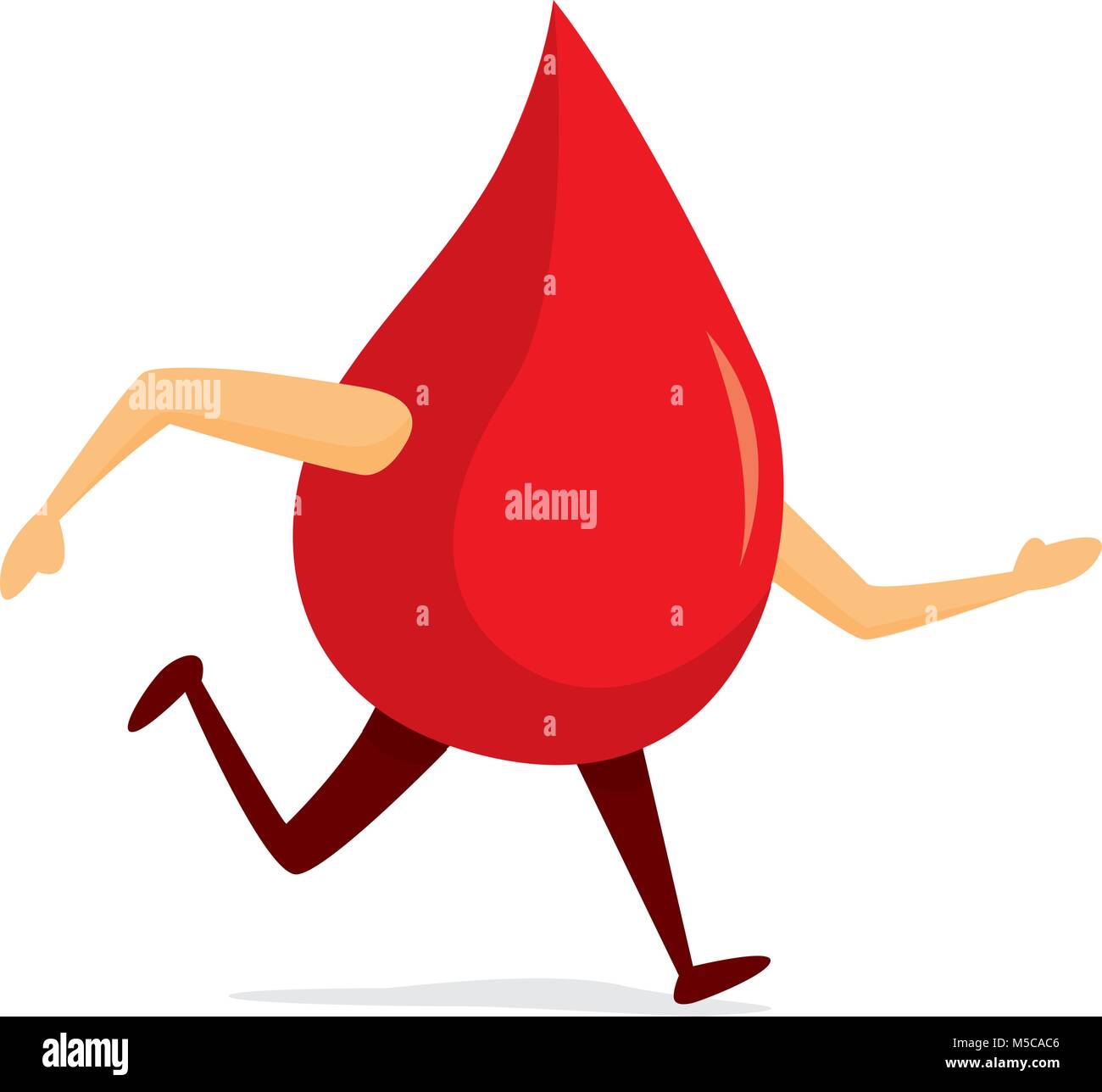 Cartoon illustration of blood drop on the run Stock Vector